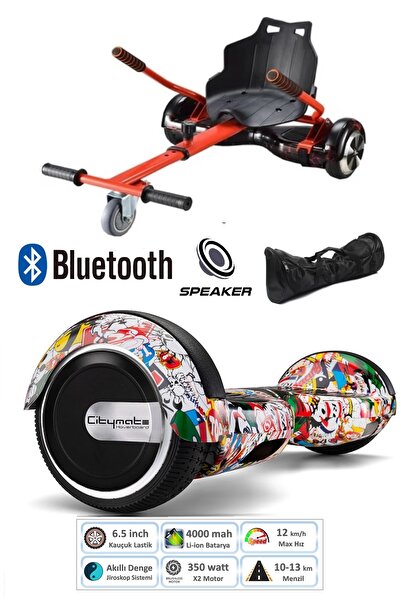 CityMate Elektrikli Kaykay Scooter Hoverboard Akıllı Dengeli + Hover Kart + Ç...