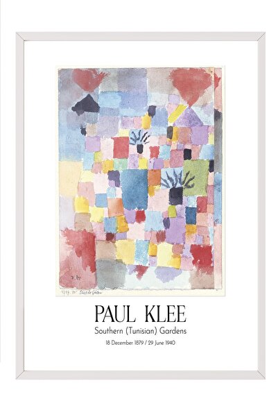 Postifull Paul Klee - Južni (tuniski) vrtovi, slika sa belim okvirom, umetnič...