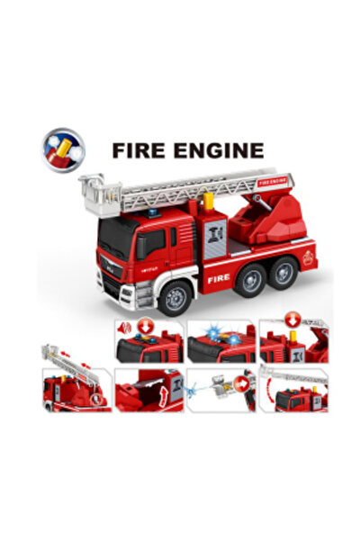 PlayFun Camion de pompieri cu brat extensibil 1:16, pompa apa, efecte luminoa...