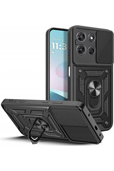Tech-Protect Camshield Pro Πίσω Κάλυμμα Πλαστικό Σιλικόνης Μαύρο Motorola Mot...
