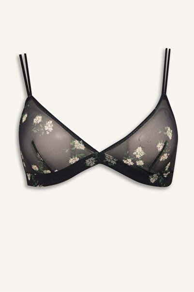 DeFacto Leopard Patterned Tulle Capless Padless Underwire-Free Triangle Bra G...