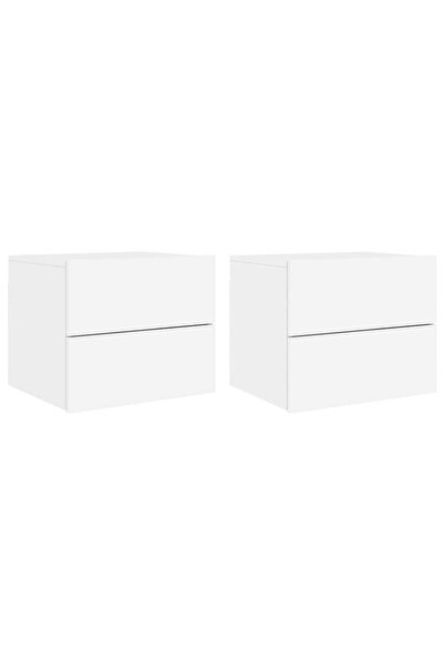 vidaxl Noptiere montate pe perete cu lumini LED, 2 buc., alb