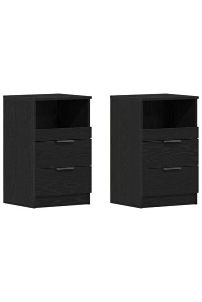 vidaxl Dulap de noapte cu sertar 2 pcs Stejar Negru 40 x 35 x 65 cm