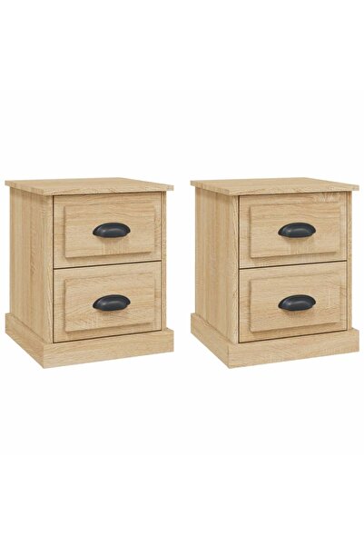 vidaxl Noptiere, 2 buc., stejar sonoma, 39x39x47,5 cm, lemn prelucrat