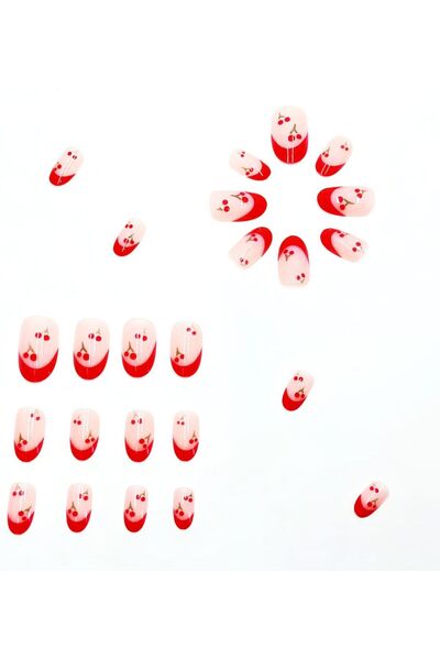 Arabest 24 قطعة من الأظافر الصناعية القصيرة باللون الأحمر الكرزي، متينة وأنيق...