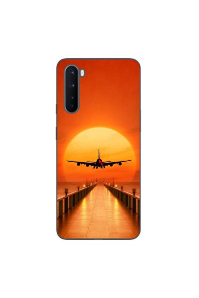 OEM Case compatible with OnePlus Nord Silicon Gel Tpu Airplane Sunset Pattern