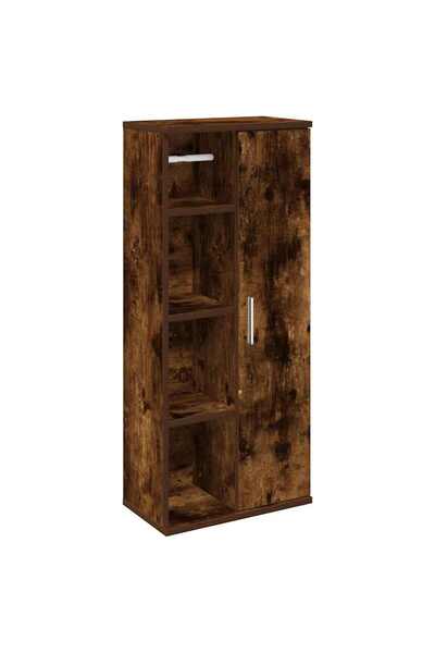 vidaxl Dulap de baie cu suport role, stejar fumuriu, 39x22x90 cm