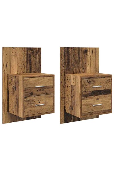 vidaxl Noptieră suspendată 2 pcs Lemn Vechi 48,5 x 32,5 x 80 cm