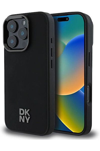 Dkny Leather Stack Logo Magsafe Πίσω Κάλυμμα από Συνθετικό Δέρμα Μαύρο (iPhon...