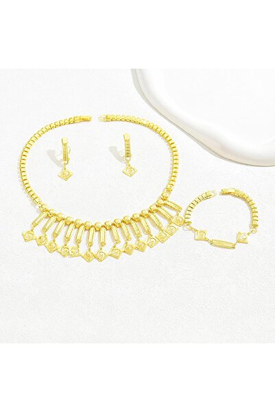 OEM 18K gold plated diamond necklace, bracelet and earrings Top Bottom Set