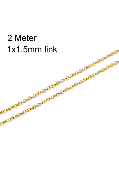 Choice3 Gold 1x1.5mm 2 Meters Stainless Steel Chain 1 1.5 2mm Gold&Steel Colo...