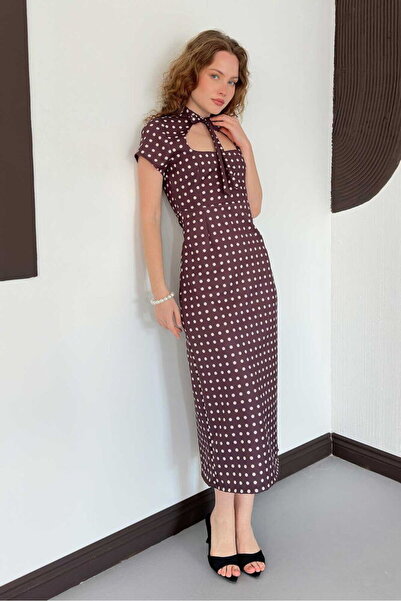 VERYMODA D 3073 فستان منقط - بني |   D3073