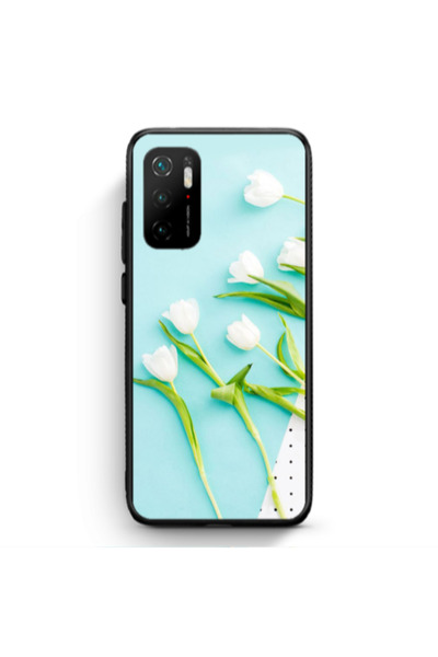 Other Xiaomi Poco M3 Pro White Tulips Black Glossy Θήκη
