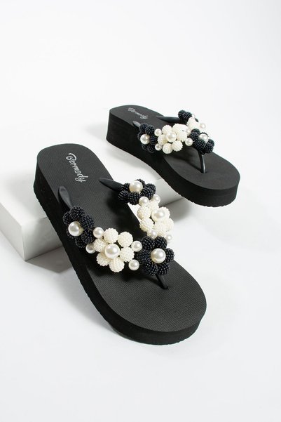 Bermody Suzan Platform Sole Beaded Flip Flops