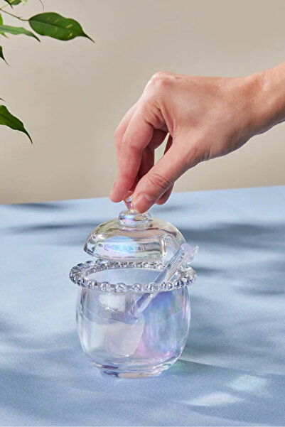 Karaca Cam Ballık Şekerlik Plastik Kaşıklı - 9 cm