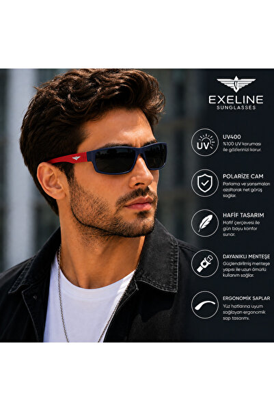 EXELİNE Col 125 New Series Polarized Men's Sunglasses-Unbreakable Frame-Polar...