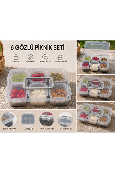 Koseva 6 Gözlü Kapaklı Taşıma Çantalı Piknik & Kahvaltılık Seti