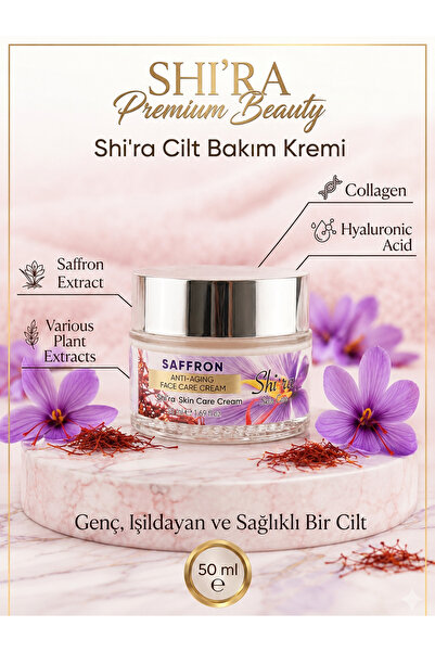 Shi'ra Safranlı Anti Aging Yüz Kremi 50 ML - Kırışıklık Karşıtı Nemlendirici Cilt Bakım Kremi