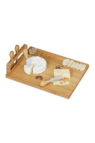 Ayawaska Appetizer and cheese serving Top Bottom Set , with Bamboo platter, 4...