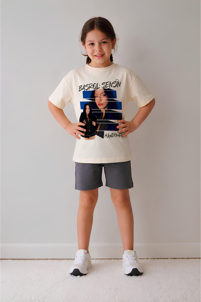 Belya Kids Wear Dečiji oversize pamučni set od majice i šortsa Mani Zoktay De...