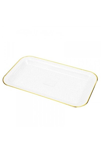 OEM Decorative Tray Transparent Golden Edge 29x17CM