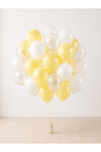 Balonsan Transparent White Yellow Balloon Bundle 20 Pieces