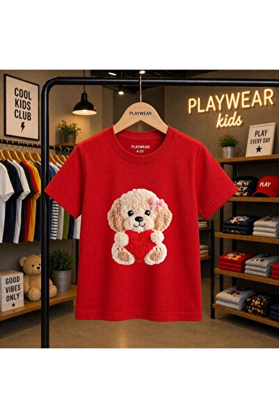playwear تي شيرت للأطفال مطبوع عليه شريط على شكل قلب دوجي 100% للأطفال من الج...
