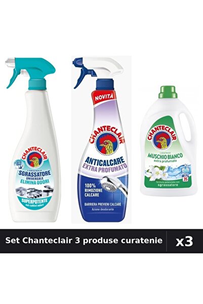 Chanteclair Set 3 Curatenie - Degresant 600ml, Anticalcar 625ml, Detergent 15...