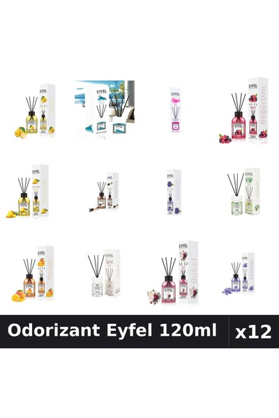 Eyfel Set 12 Odorizante Camera cu Betisoare - 12 Arome Asortate, Parfum Inten...