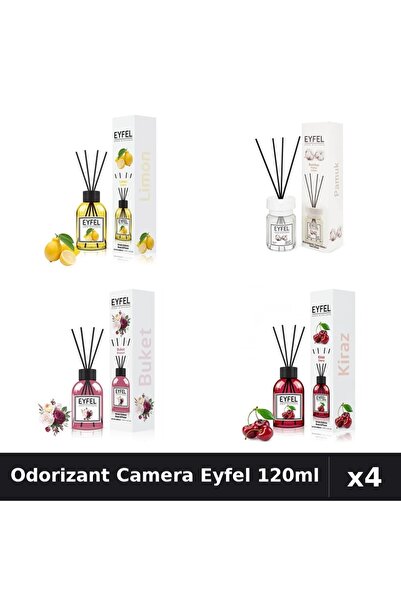 Eyfel Set 4 Odorizant Camera cu Betisoare - Lamaie, Bumbac, Bouquet, Cirese 1...
