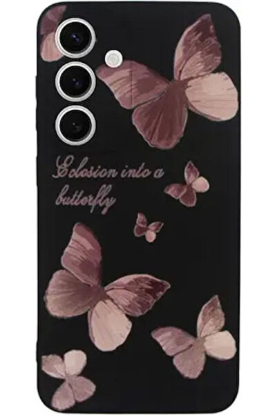 Vivid Θήκη σιλικόνης για Samsung Galaxy S24+ Πεταλούδα Μαύρο Ροζ