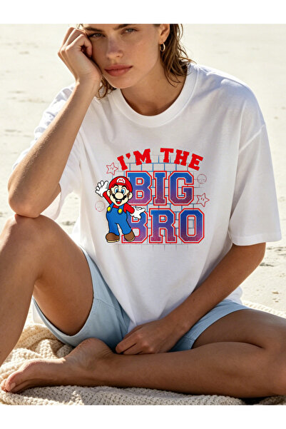 Fleck Womens T Shirts Mario I M The Big Bro Graphic Print Casual Summer Style