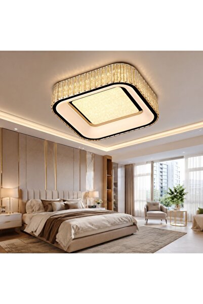 proled Candelabru LED Aurora din cristal, montat la suprafață, 128W (64Wx2), ...
