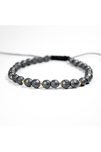BLACK SWAN Bijoux Bratara reglabila cu bile negre 'sharp cut' si bilute din a...