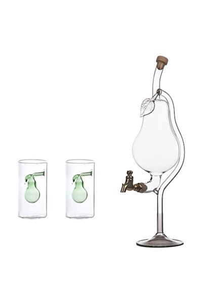 Btc Glass Design Pear-shaped bottle with tap 500 ml and 2 small glasses with ...