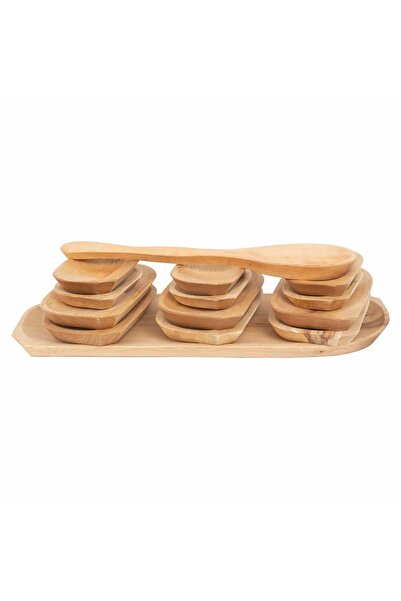 Z-Tools Set de 13 platouri de servire din lemn de mesteacăn, 63x32x2.5cm, plu...