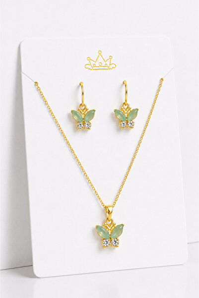 MakeWell Gold Colored Necklace and Earring Set with Butterfly Design