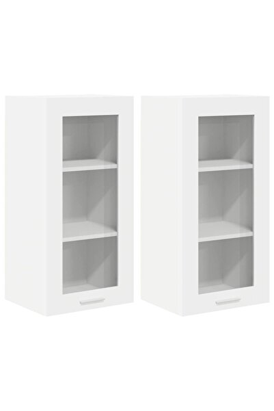 vidaxl Dulap suspendat cu ușă 2 pcs Alb 40 x 31 x 80 cm Lemn compozit