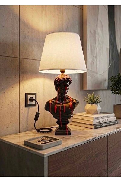 Mirsa Global Modern Black Red Detailed Bust Lampshade Dvut Davit Sculpture – ...