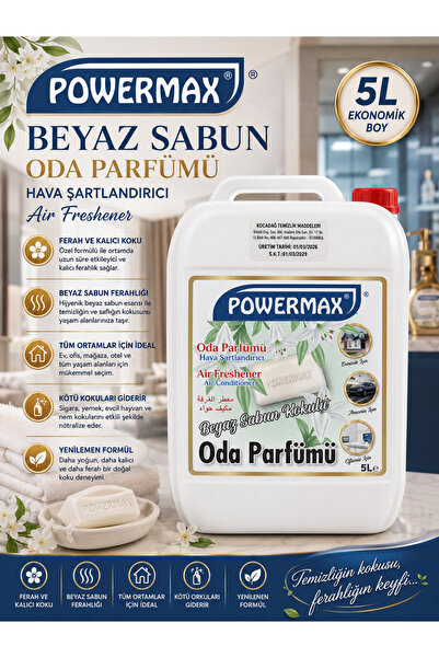 powermax BEYAZ SABUN ORTAM PARFÜMÜ 5 LİTRE KALICI TEMİZLİK HİSSİ VE FERAHLIK