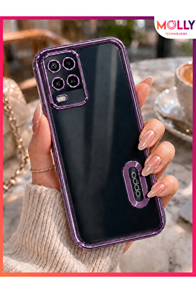 Molly OPPO A54 İçin Kenarları Metalik Derin Mor Lens Koruyuculu Lou Lazer Şef...