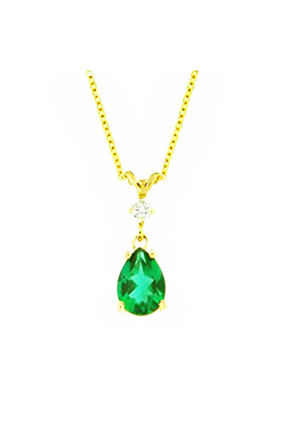 MetronGold Κολιέ σε Κίτρινο Χρυσό κ18 45cm με σμαράγδι 0.6ct και διαμάν?
