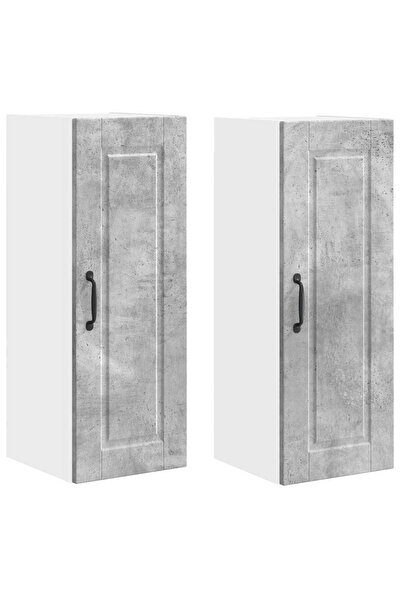 vidaxl Dulap de bucătărie cu raft 2 pcs Gri din beton 30 x 31 x 80 cm