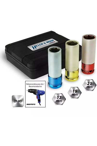 DEDRA EXIM Tubulare impact pentru jen?i aluminiu, set 1/2" 17,19,21mm, CrMo
