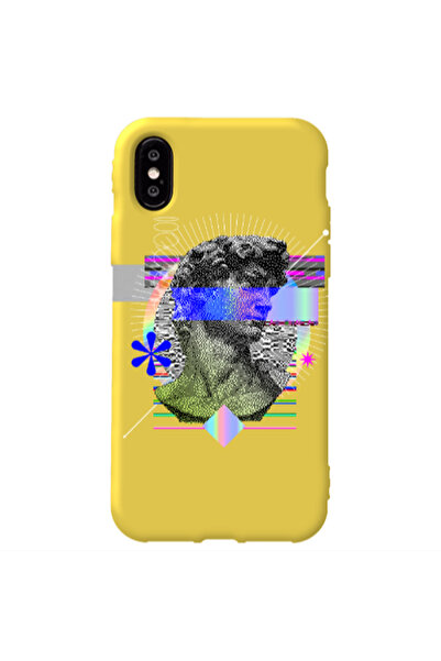 Other Apple iPhone X Statue pixels Yellow Colored Silicone TPU Θήκη