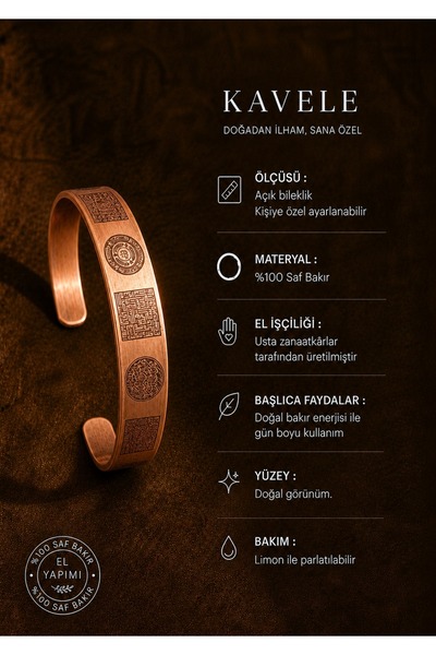 KAVELE Pure Raw Motif Copper Bracelet-In Gift Box