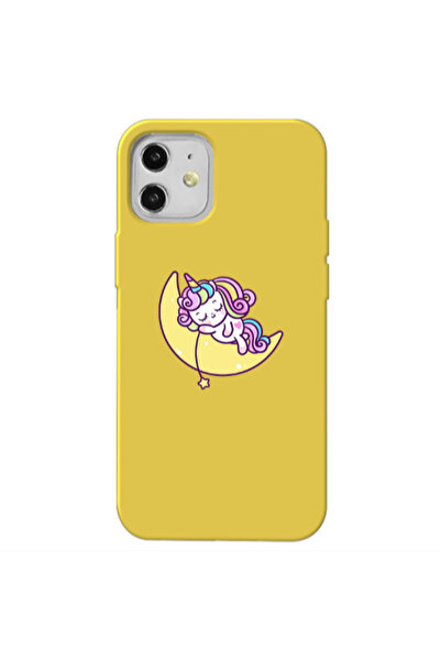 Other Apple iPhone 12 Sleeping horse Yellow Colored Silicone TPU Θήκη