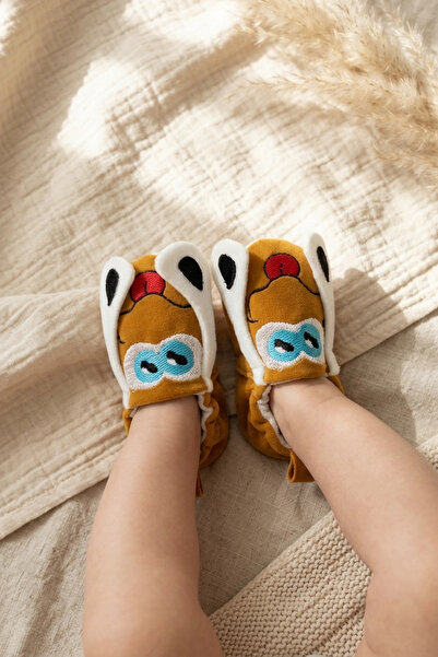 Babydonat Lulu Puppy Caramel Colored Soft Plush Baby Booties with Dog Figure ...