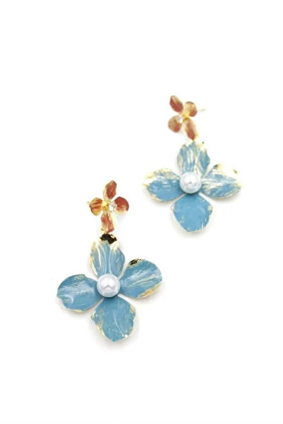 Marsilyan Nvdn- Ieg - Metal Flower Earrings - Turquoise Iegrs-Nvdn1