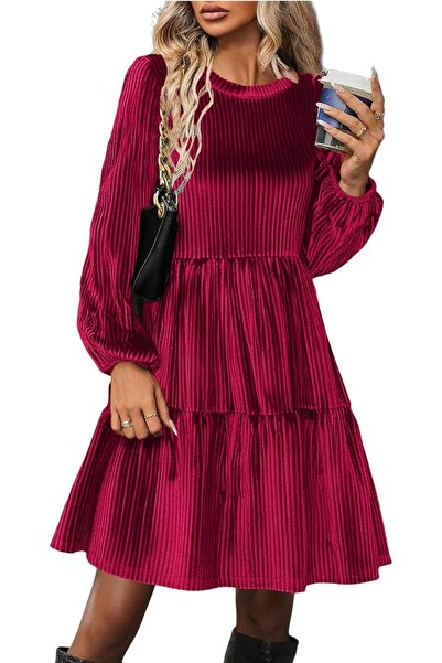 Zeagoo Velvet Dresses Women Long Sleeve Elegant Winter Dress Round Neck High ...
